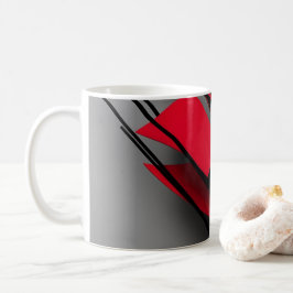 モダンな赤と黒の抽象柄マグカップ コーヒーマグカップ