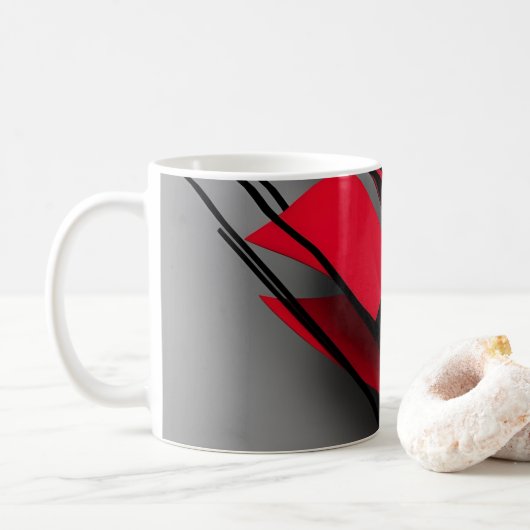 モダンな赤と黒の抽象柄マグカップ コーヒーマグカップ (ドーナツ)
