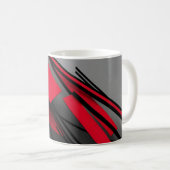 モダンな赤と黒の抽象柄マグカップ コーヒーマグカップ (正面右)