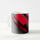 モダンな赤と黒の抽象柄マグカップ コーヒーマグカップ (正面左)