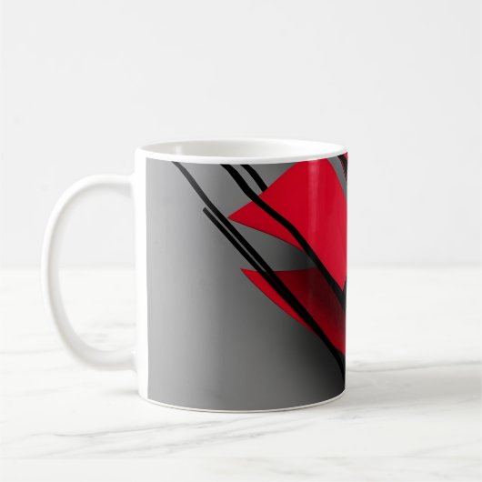 モダンな赤と黒の抽象柄マグカップ コーヒーマグカップ (左)