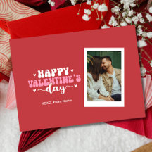 モダンな赤のかわいいハートのHappy Valentine's Day フォト
