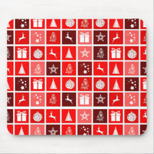 モダンな赤のクリスマスグリッドパターン ミニマリスト マウスパッド
