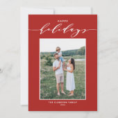 モダンな赤のミックス タイポグラフィー ハッピーホリデー フォト シーズンカード (正面)