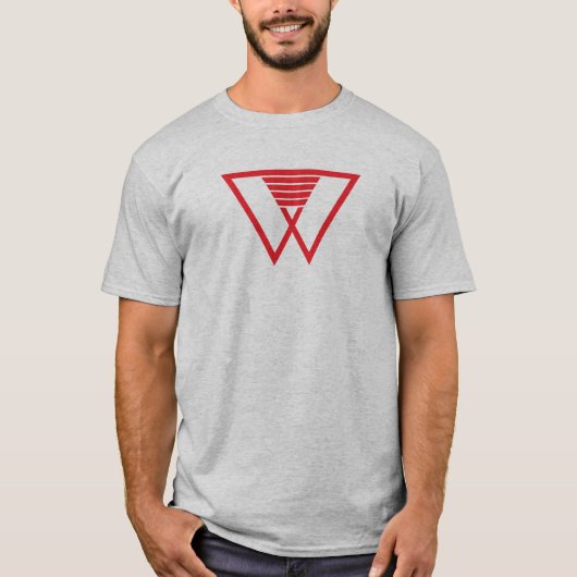 モダンな赤のミニマルライン レターWモノグラム Tシャツ (正面)