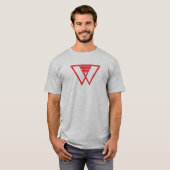 モダンな赤のミニマルライン レターWモノグラム Tシャツ (正面フル)