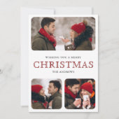 モダンな赤のミニマル6枚写真コラージュクリスマスカード シーズンカード (正面)