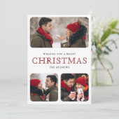 モダンな赤のミニマル6枚写真コラージュクリスマスカード シーズンカード (スタンド正面)