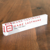 モダンな赤の広場のモノグラムの机用ネームプレート デスクネームプレート (側面)