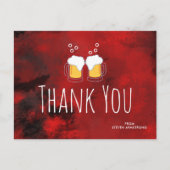 モダンな赤の抽象的なビアマグカップの感謝カード ポストカード (正面)