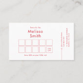 モダンな赤の抽象的な美しさのサロン メイクアップ スパ ロイヤリティカード (裏面)