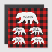 モダンな赤の格子縞とホワイトのママベア (正面/裏面)