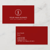 モダンな赤はアイコンヘアーサロンの名刺を切ります 名刺 (正面/裏面)