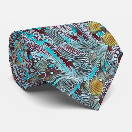 モダンな赤ワイン及び青いペイズリーの首のタイ ネクタイ (ロール)