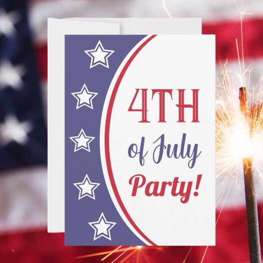 モダンな赤白青の4thオブジュライ・パーティー 招待状