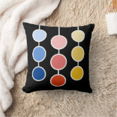 モダンな赤青黄色の吊るし円 クッション (ブランケット)