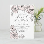 モダンな赤面によってはベビーシャワーのブランチの招待状が開花します 招待状 (スタンド正面)