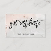 モダンな赤面のピンクおよび灰色の大理石のギフト券 割引カード (正面)