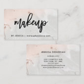 モダンな赤面のピンクおよび灰色の大理石|の化粧 名刺 (正面/裏面)