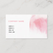 モダンな赤面のピンクの水彩画の名刺 名刺 (裏面)