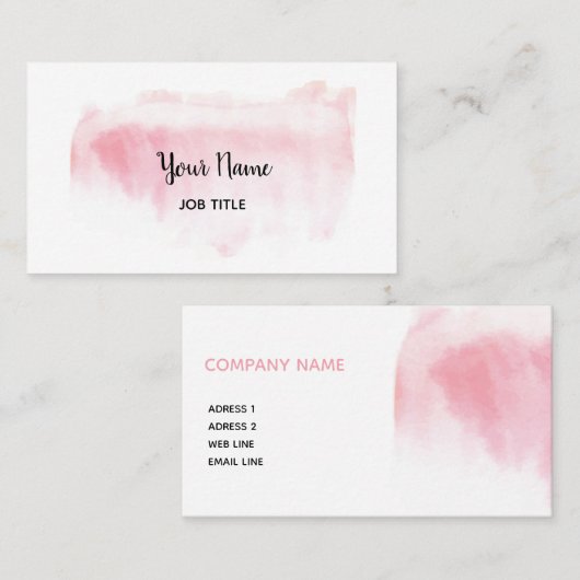 モダンな赤面のピンクの水彩画の名刺 名刺 (正面/裏面)