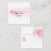 モダンな赤面のピンクの水彩画の正方形の名刺 スクエア名刺 (正面/裏面)