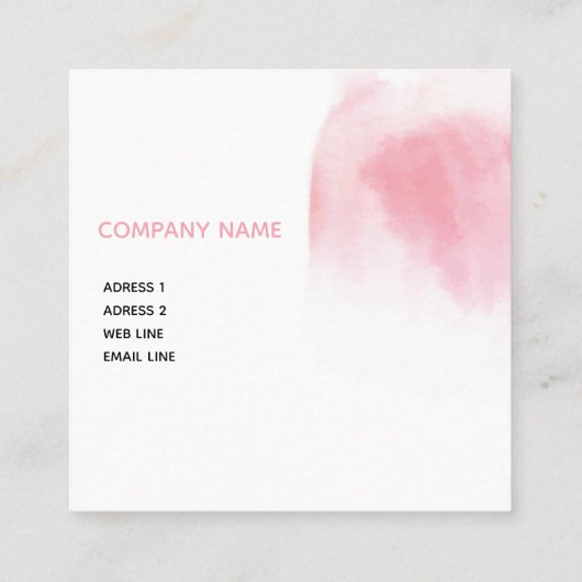 モダンな赤面のピンクの水彩画の正方形の名刺 スクエア名刺 (裏面)