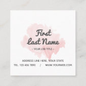 モダンな赤面のピンクの水彩画の正方形の名刺 スクエア名刺 (裏面)