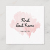 モダンな赤面のピンクの水彩画の正方形の名刺 スクエア名刺 (正面)