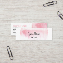 モダンな赤面のピンクの水彩画の細い名刺 スキニー名刺