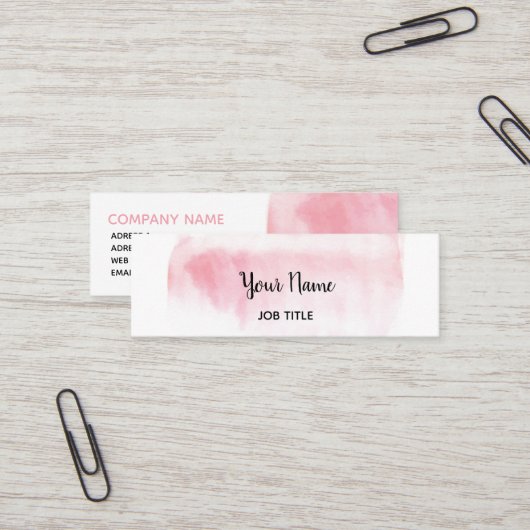 モダンな赤面のピンクの水彩画の細い名刺 スキニー名刺 (正面/裏面インサイチュ)