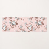 モダンな赤面のピンクの白いバラの金ゴールドのグリッターの花柄 ヨガマット (裏面(横))