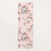 モダンな赤面のピンクの白いバラの金ゴールドのグリッターの花柄 ヨガマット (裏面)