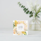 モダンな赤面のモモの花の正方形の名刺 スクエア名刺 (スタンド正面)