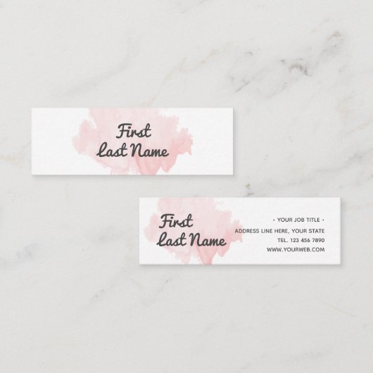モダンな赤面の淡いピンクの水彩画の最低の名刺 スキニー名刺 (正面/裏面)