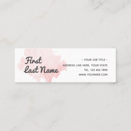 モダンな赤面の淡いピンクの水彩画の最低の名刺 スキニー名刺 (裏面)