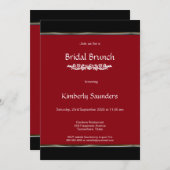 モダンな赤黒白のウェディング ブランシュ  ブライズシャワー 招待状 (正面/裏面)