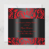 モダンな赤/黒のバラのスイート16の誕生日パーティーの招待状 招待状 (裏面)
