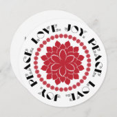 モダンな赤、黒、白のラブ、ピース、ジョイ テキスト シーズンカード (正面/裏面)