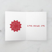 モダンな赤、黒、白のラブ、ピース、ジョイ テキスト シーズンカード (内部)