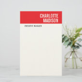 モダンな赤 黒 白 おしゃれなミニマリスト シンプル 便箋 (スタンド正面)