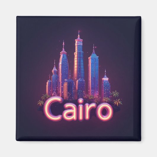 モダンな超高層ビルがあるカイロのネオンの夜景 マグネット (正面)