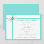 モダンな輝きとリボンのおしゃれなブライダルシャワーパーティー 招待状 (正面/裏面)