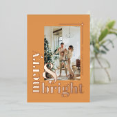 モダンな輝きと喜びの写真クリスマス ゴールド 箔シーズンカード (立ち正面)