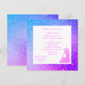 モダンな輝きのブルーウェディング招待状 招待状 (正面/裏面)