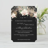 モダンな輝きの白いラン花のトロピカルBOHO 招待状 (スタンド正面)