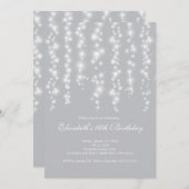 モダンな輝きの銀のSweet sixteenの誕生会 招待状 (正面/裏面)