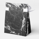 モダンな輝きを放つブラック＆ホワイト大理石パーティー フェイバーボックス (裏面サイド)