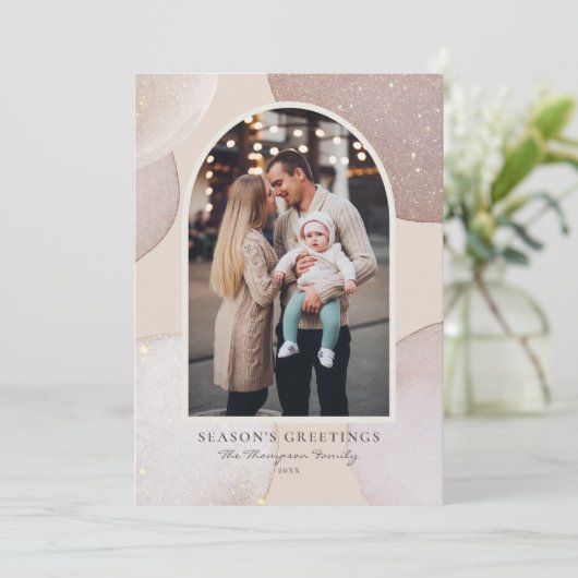 モダンな輝きを放つ季節の挨拶写真 シーズンカード (スタンド正面)