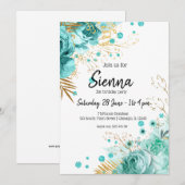 モダンな輝きを放つ花 すべての行事に最適 招待状 (正面/裏面)